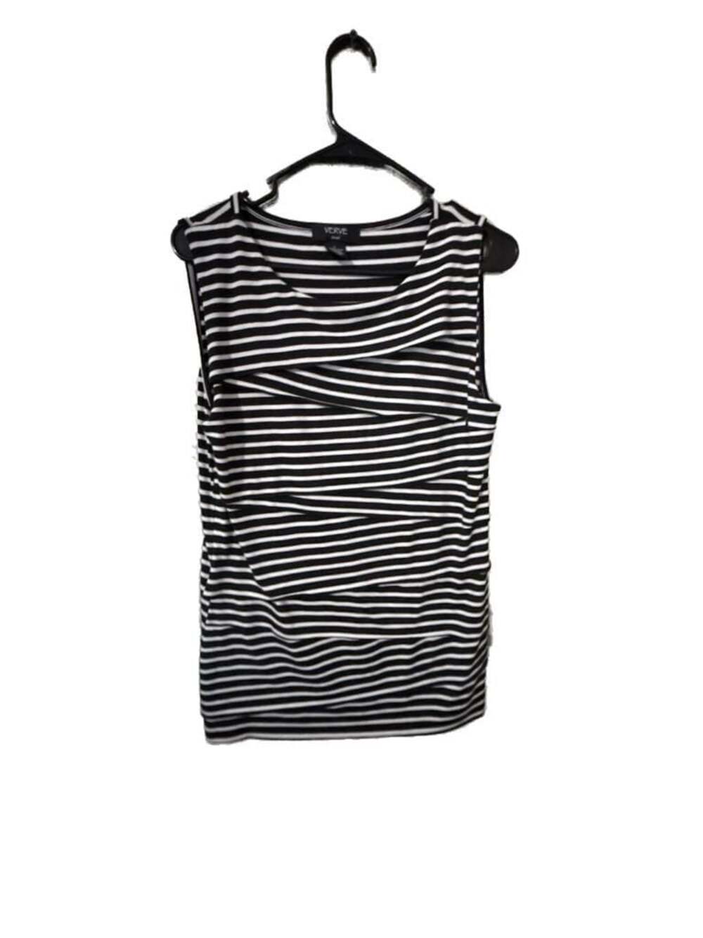 Verve Ami Black and White Striped Sleeveless Layered Tank Top Size L